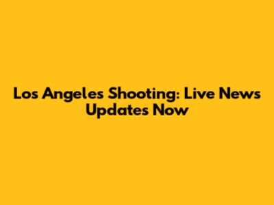 Los Angeles Shooting: Live News Updates Now