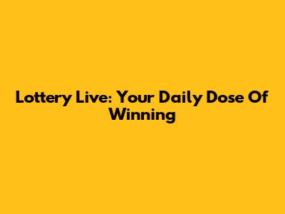 Lottery Live: Your Daily Dose Of Winning