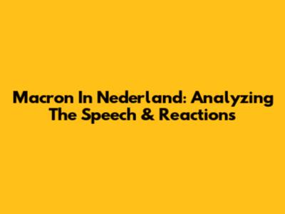 Macron In Nederland: Analyzing The Speech & Reactions