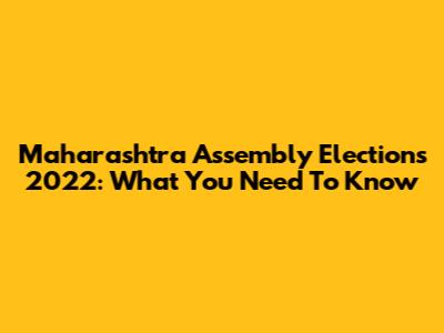Maharashtra Assembly Elections 2022: What You Need To Know