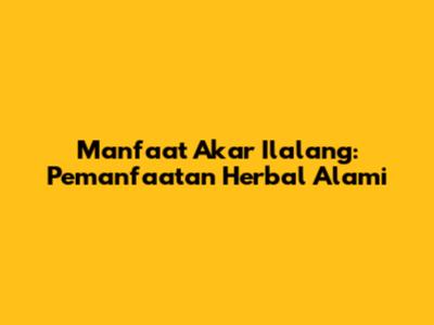Manfaat Akar Ilalang: Pemanfaatan Herbal Alami