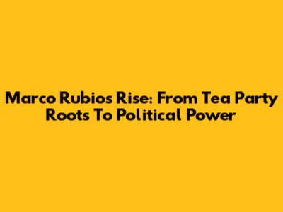 Marco Rubio's Rise: From Tea Party Roots To Political Power
