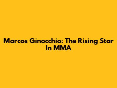 Marcos Ginocchio: The Rising Star In MMA