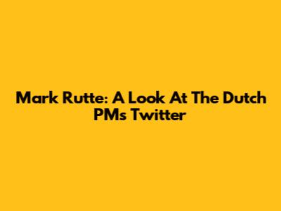 Mark Rutte: A Look At The Dutch PM's Twitter