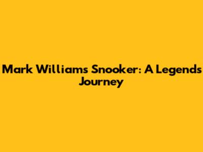 Mark Williams Snooker: A Legend's Journey