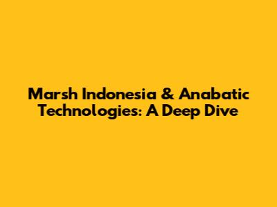 Marsh Indonesia & Anabatic Technologies: A Deep Dive