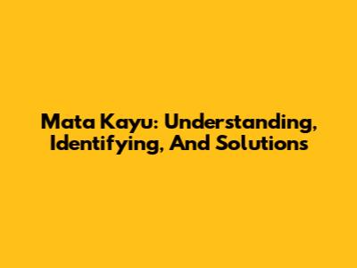 Mata Kayu: Understanding, Identifying, And Solutions