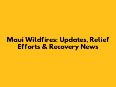 Maui Wildfires: Updates, Relief Efforts & Recovery News