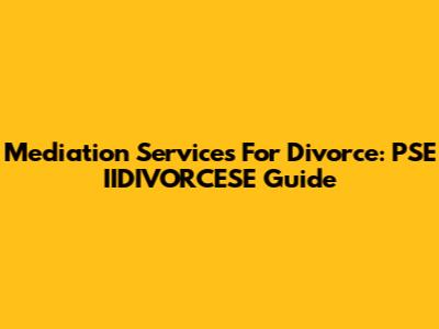 Mediation Services For Divorce: PSE IIDIVORCESE Guide