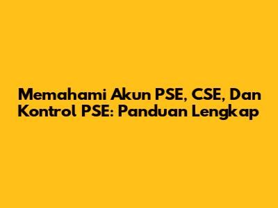 Memahami Akun PSE, CSE, Dan Kontrol PSE: Panduan Lengkap