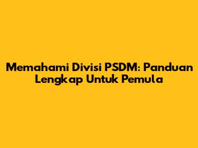 Memahami Divisi PSDM: Panduan Lengkap Untuk Pemula