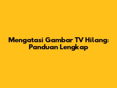 Mengatasi Gambar TV Hilang: Panduan Lengkap