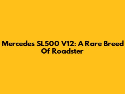 Mercedes SL500 V12: A Rare Breed Of Roadster