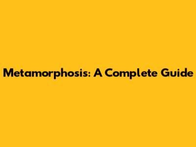 Metamorphosis: A Complete Guide