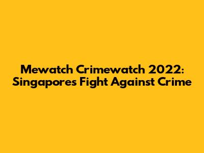 Mewatch Crimewatch 2022: Singapore's Fight Against Crime