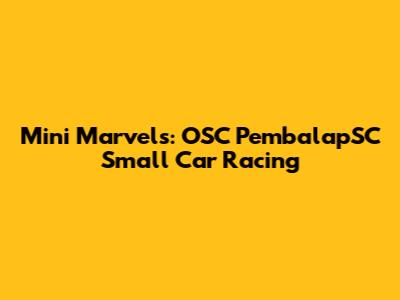 Mini Marvels: OSC PembalapSC Small Car Racing