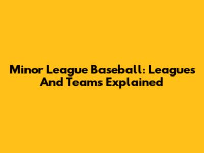 Minor League Baseball: Leagues And Teams Explained