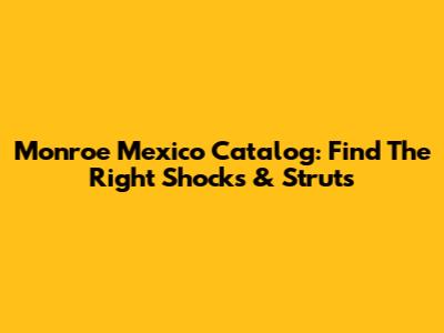 Monroe Mexico Catalog: Find The Right Shocks & Struts