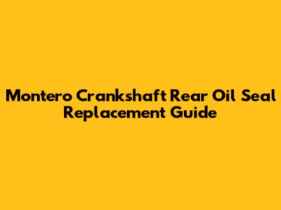 Montero Crankshaft Rear Oil Seal Replacement Guide