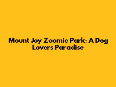 Mount Joy Zoomie Park: A Dog Lover's Paradise