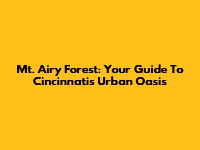 Mt. Airy Forest: Your Guide To Cincinnati's Urban Oasis