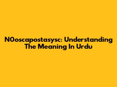 N0oscapostasysc: Understanding The Meaning In Urdu