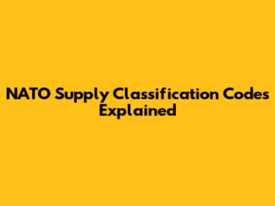 NATO Supply Classification Codes Explained