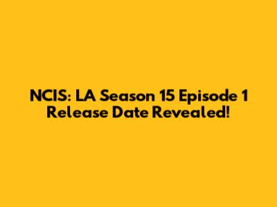 NCIS: LA Season 15 Episode 1 Release Date Revealed!