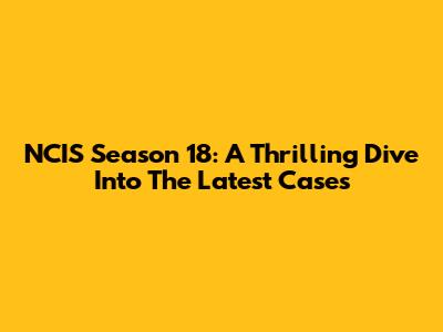 NCIS Season 18: A Thrilling Dive Into The Latest Cases