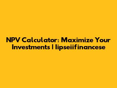 NPV Calculator: Maximize Your Investments | Iipseiifinancese