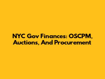 NYC Gov Finances: OSCPM, Auctions, And Procurement