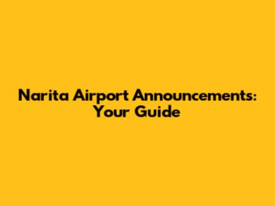 Narita Airport Announcements: Your Guide
