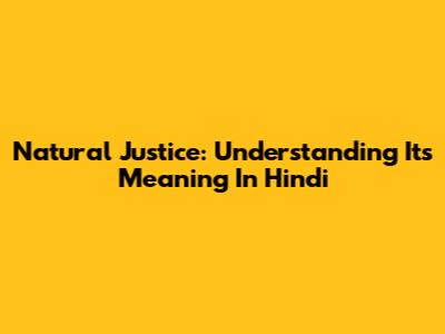 Natural Justice: Understanding Its Meaning In Hindi