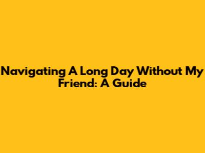 Navigating A Long Day Without My Friend: A Guide