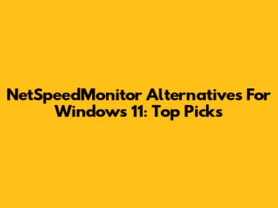 NetSpeedMonitor Alternatives For Windows 11: Top Picks