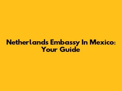 Netherlands Embassy In Mexico: Your Guide