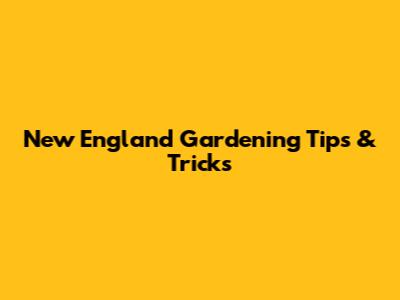 New England Gardening Tips & Tricks