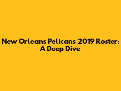 New Orleans Pelicans 2019 Roster: A Deep Dive