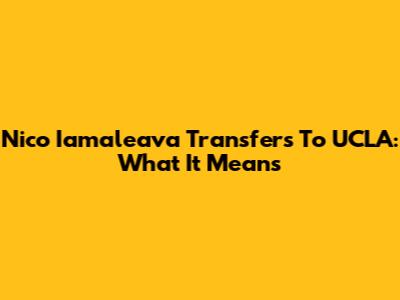 Nico Iamaleava Transfers To UCLA: What It Means
