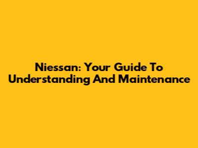 Niessan: Your Guide To Understanding And Maintenance