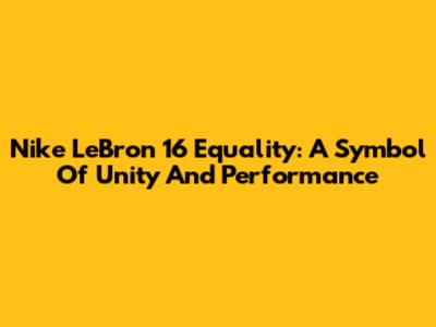 Nike LeBron 16 Equality: A Symbol Of Unity And Performance