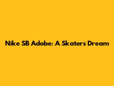 Nike SB Adobe: A Skater's Dream