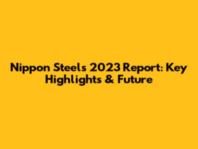 Nippon Steel's 2023 Report: Key Highlights & Future