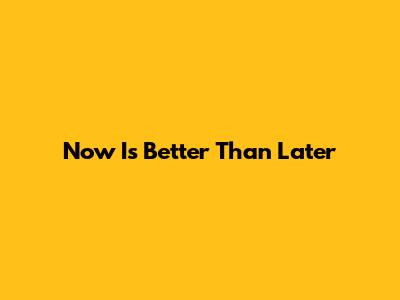 Now Is Better Than Later