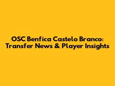 OSC Benfica Castelo Branco: Transfer News & Player Insights