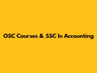 OSC Courses & SSC In Accounting