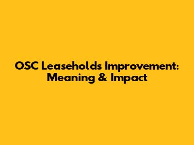 OSC Leaseholds Improvement: Meaning & Impact