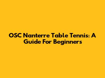 OSC Nanterre Table Tennis: A Guide For Beginners