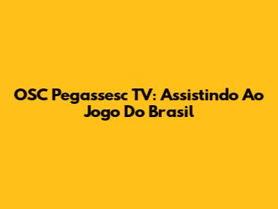 OSC Pegassesc TV: Assistindo Ao Jogo Do Brasil