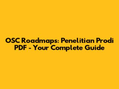 OSC Roadmaps: Penelitian Prodi PDF - Your Complete Guide